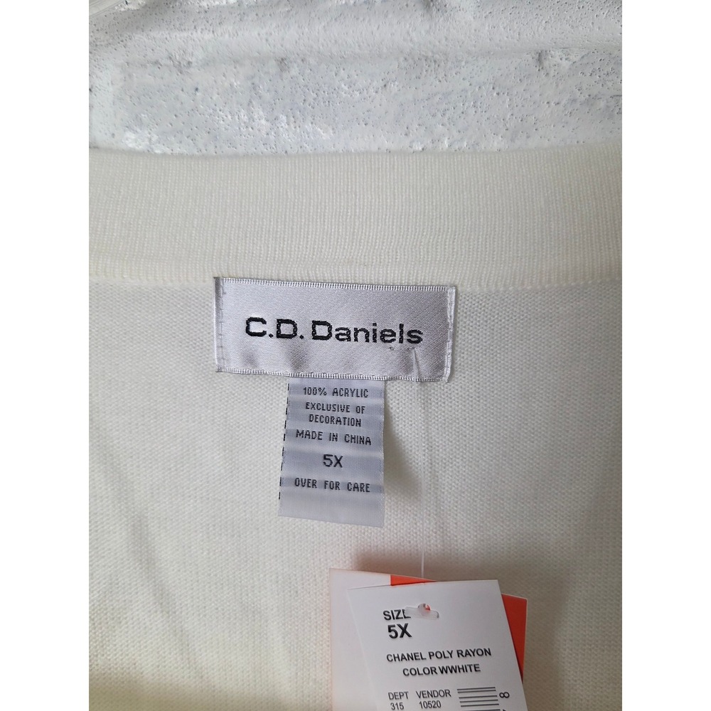 Women's 5X C.D. Daniels lightweight sweater Cream rhinestone gems 3/4 sleeve NWT - Picture 5 of 8